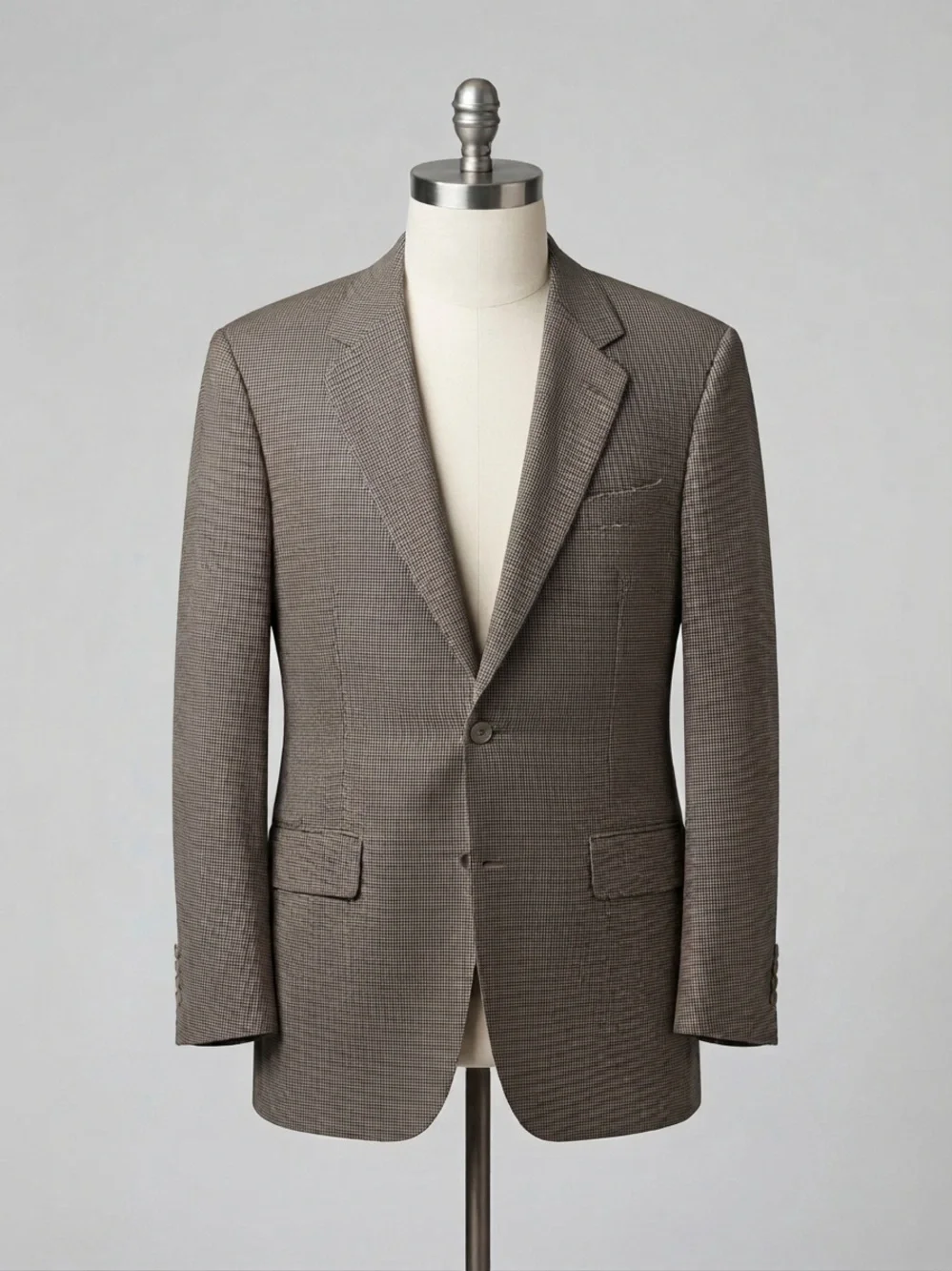 Men's Classic Single-Breasted Brown Check Blazer